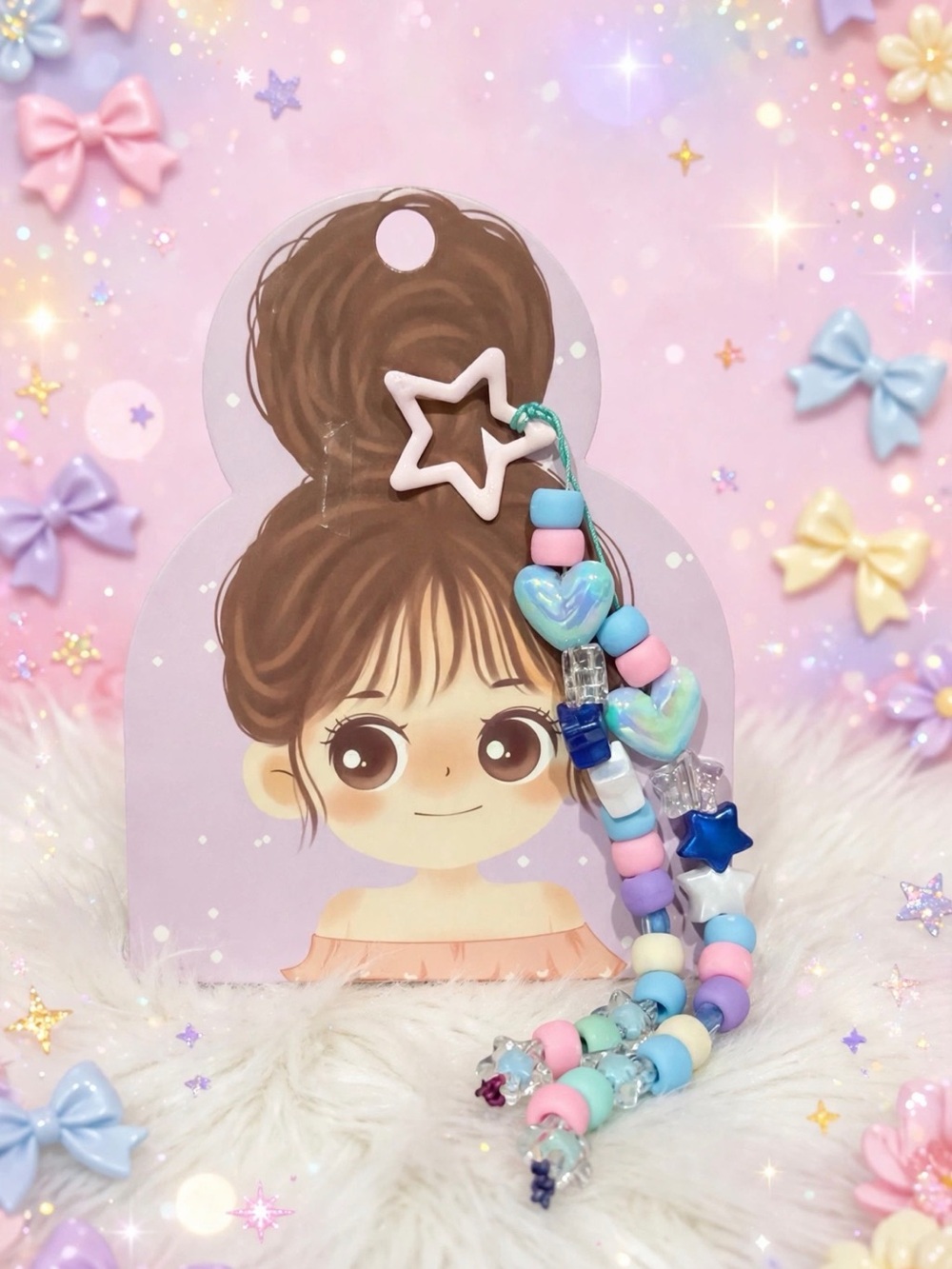Pastel Heart & Star Bead Hair clip for Kids - Pink, Blue & Teal